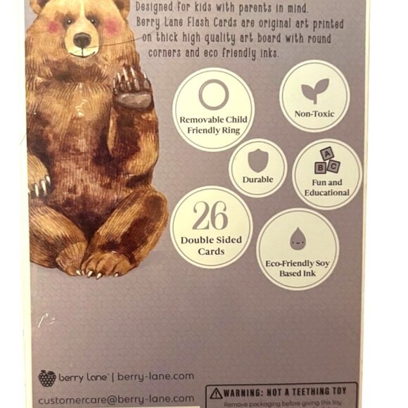 Animal Alphabet Flash Cards Berry Lane 26 Double Sided Illustrated Non-Toxic New - Picture 2 of 8